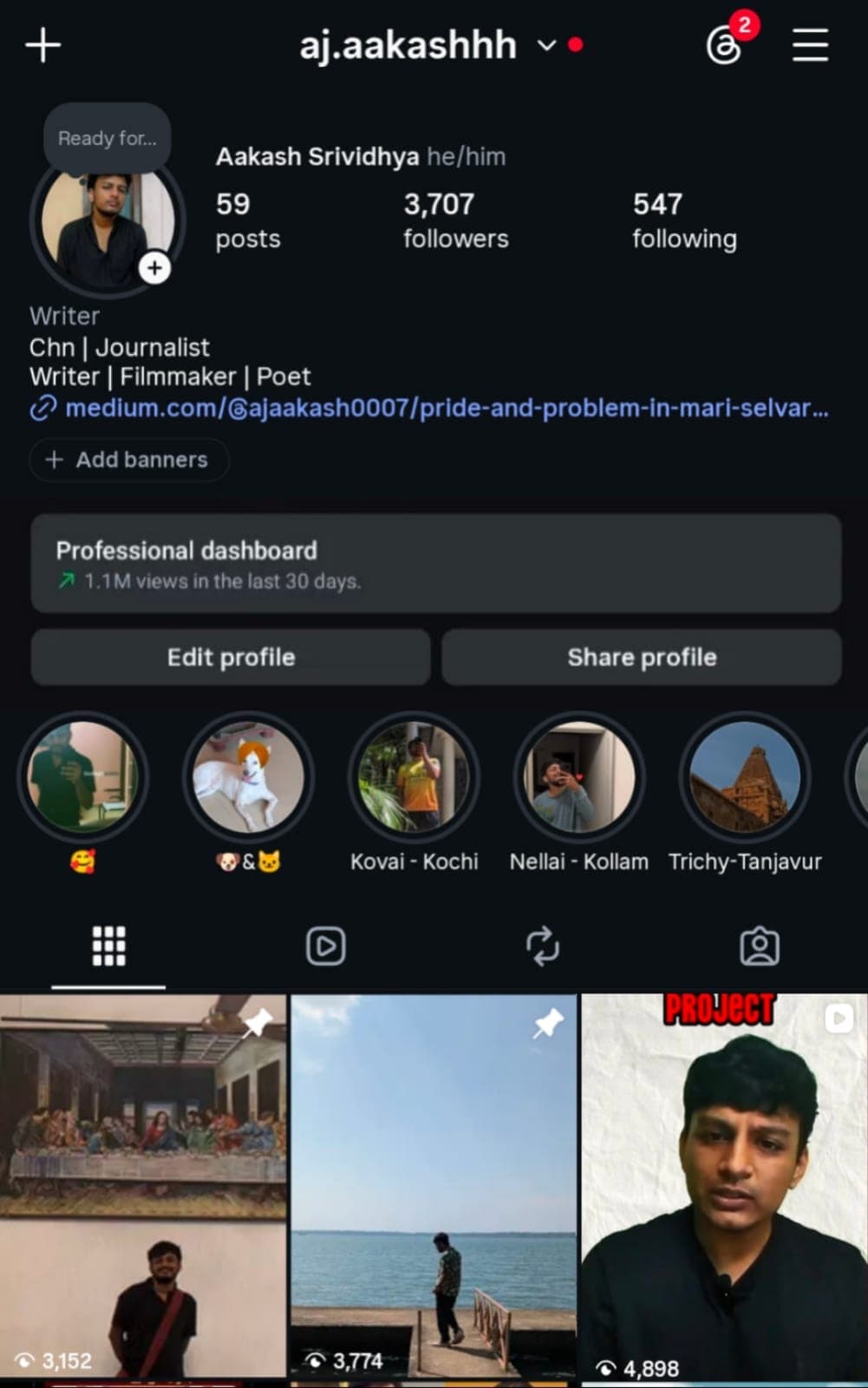 Aakash Srividhya Instagram profile